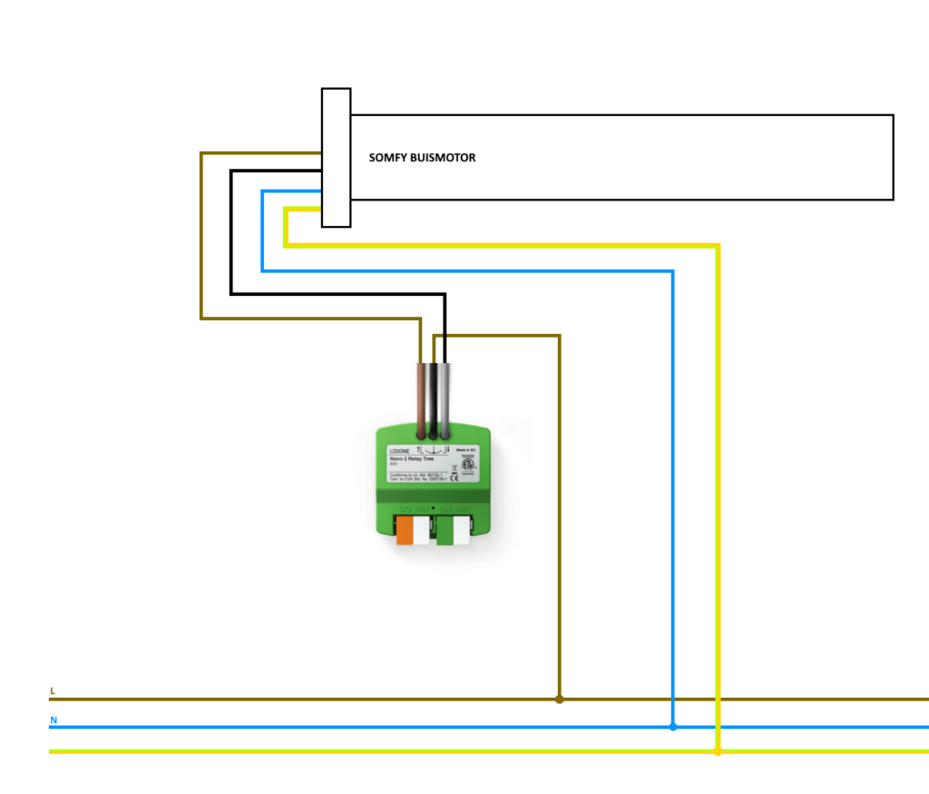 Somfy Bekabelde Motor Aansluitschema Voor Loxone Nano Relay Tree